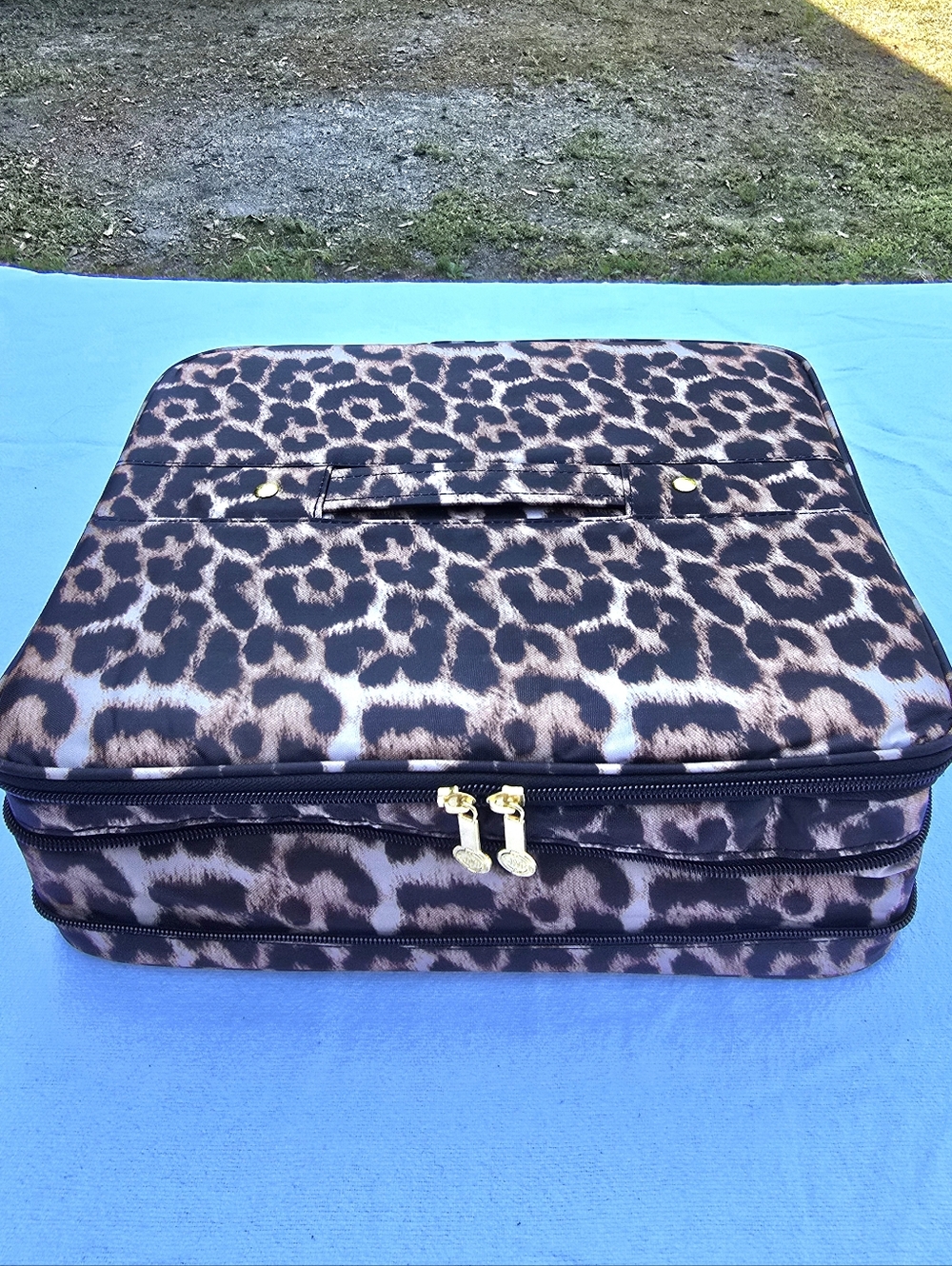 Joy Mangano Leopard Print Jewel Duo Organizer Zip Carry Case Travel/Storage NWT.